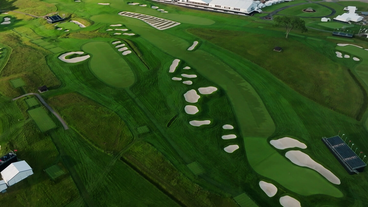 Aerial view of Oakmont golf course.